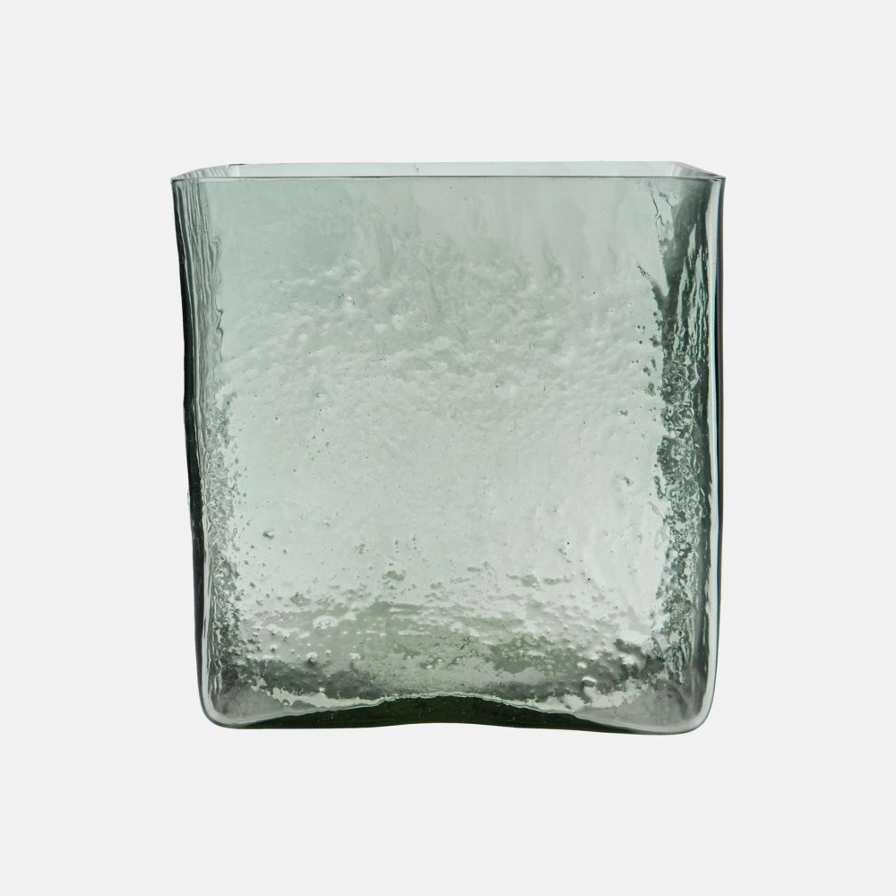 Square Light Blue Vase 18cm,hand-painted ceramic vase
