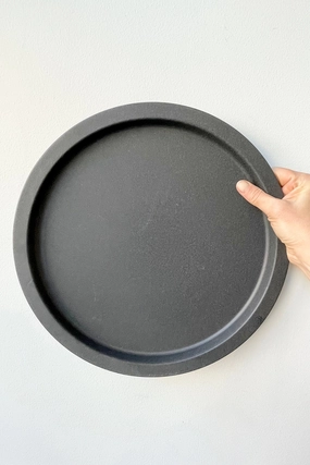 Steel Saucer Grey Speckled 13",indoor flower container