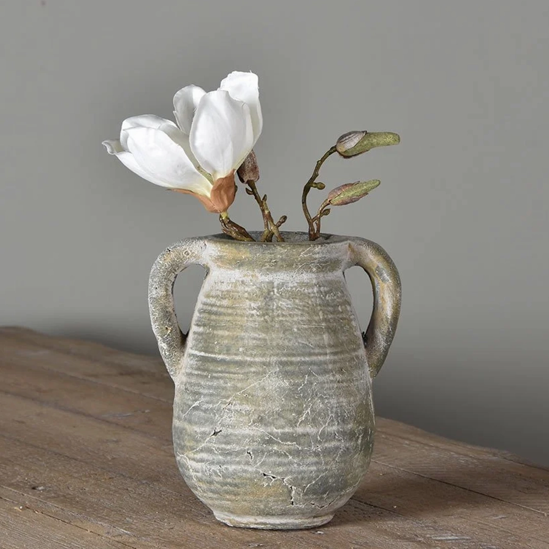 Stone Effect Jar With Handles - Small 19cm,hand-painted ceramic vase