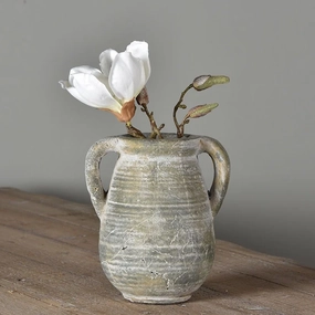 Stone Effect Jar With Handles - Small 19cm,hand-painted ceramic vase