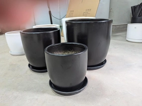Straten Pot with Saucer Black,terracotta plant pot