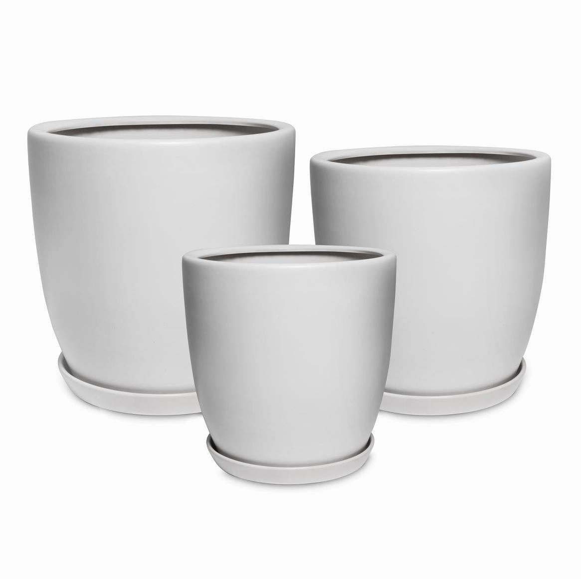Straten Pot with Saucer White,terracotta plant pot
