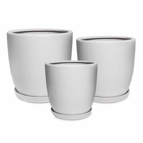 Straten Pot with Saucer White,terracotta plant pot