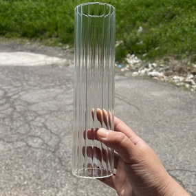 Striped 8Hx2"D Clear Cylinder Vase MT2-8,aesthetic flower vase