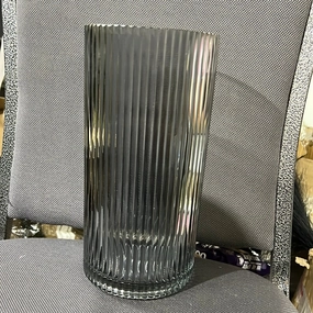 Striped Glass 4.7x10h Cylinder Vase (Smoky),aesthetic flower vase