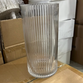 Striped Glass 4.7x10h Cylinder Vase XDCH2303,aesthetic flower vase