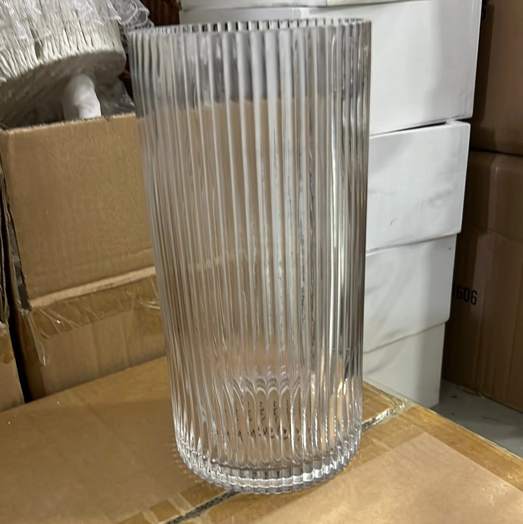 Striped Glass 4.7x10h Cylinder Vase XDCH2303,aesthetic flower vase