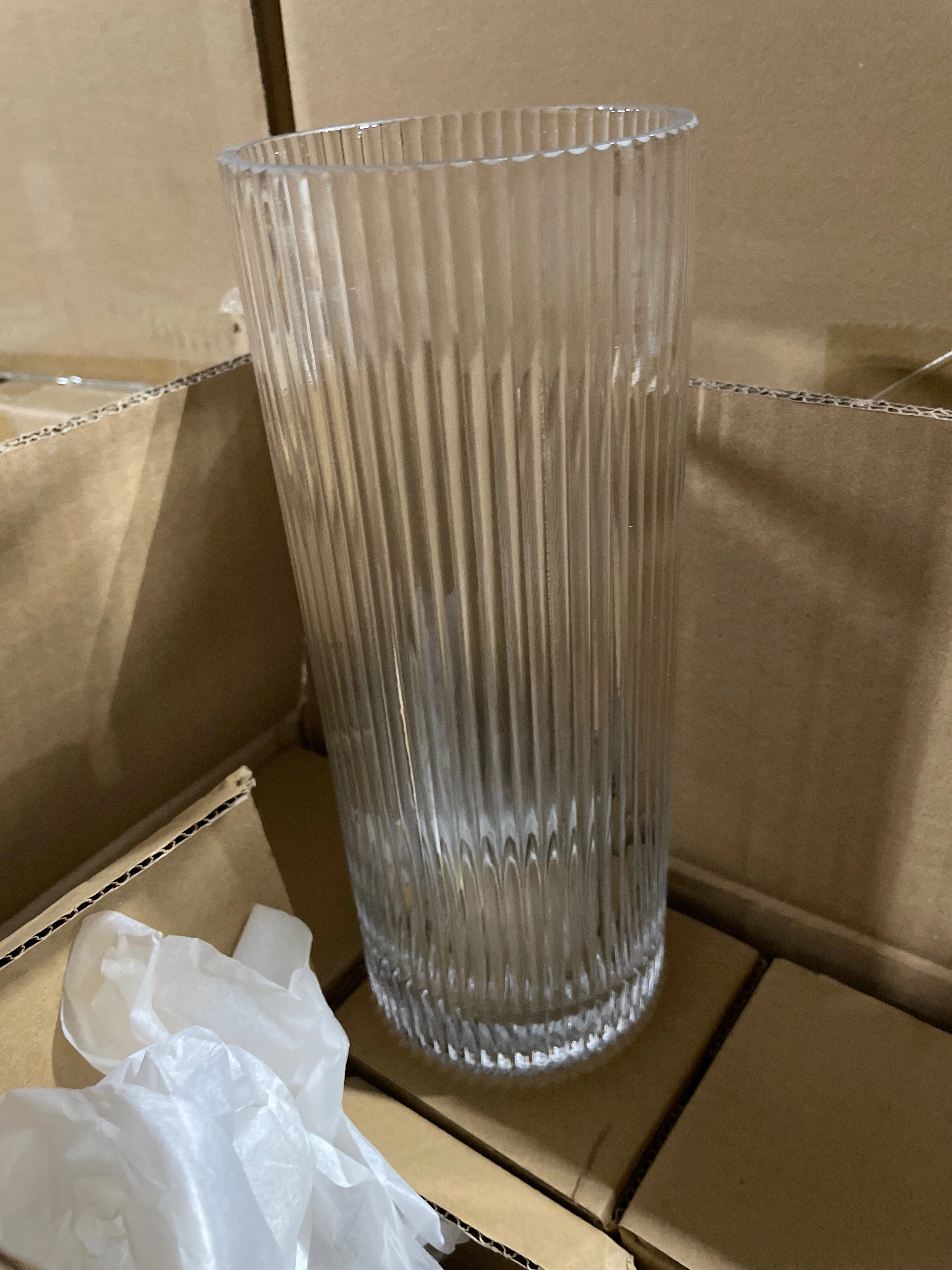 Striped Glass 4x10 h Cylinder Vase Clear XDCH1025,aesthetic flower vase