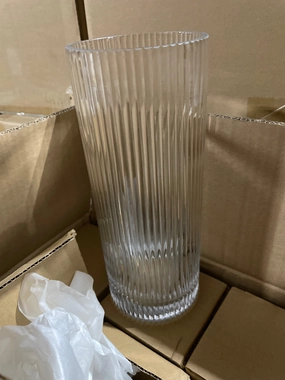 Striped Glass 4x10 h Cylinder Vase Clear XDCH1025,aesthetic flower vase