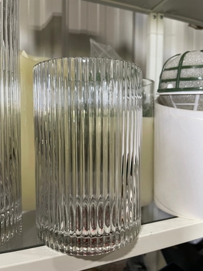 Striped Glass 4x6h Cylinder Vase Clear XDCH1015 handmade thick glass,aesthetic flower vase