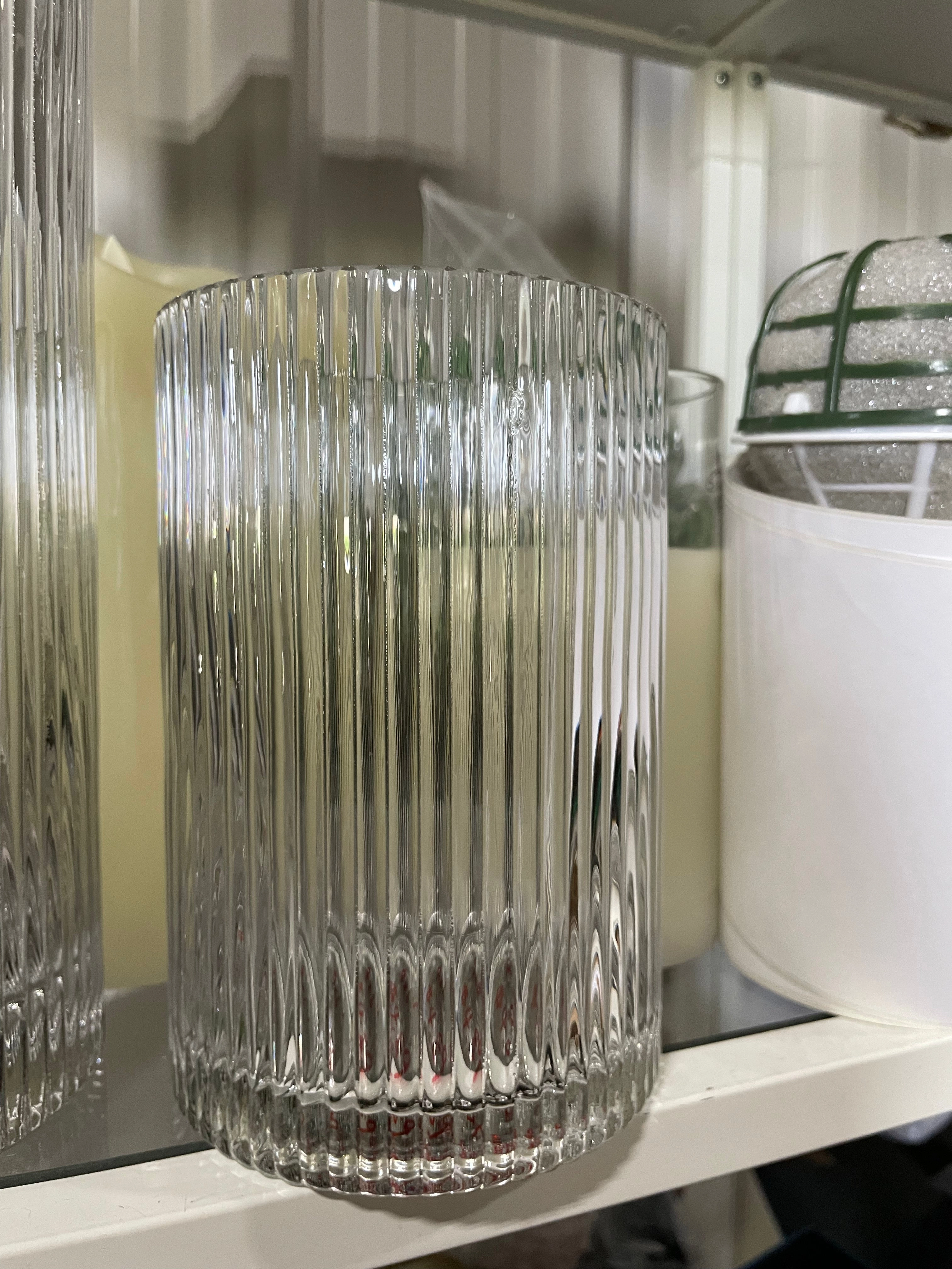 Striped Glass 4x6h Cylinder Vase Clear XDCH1015 handmade thick glass,aesthetic flower vase