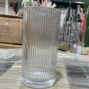 Striped Glass 4x7.8h Cylinder Vase ripple striped,aesthetic flower vase