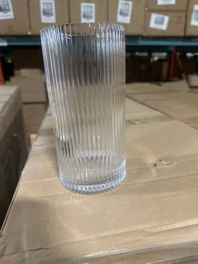 Striped Glass 4x8h Cylinder Vase Clear XD,aesthetic flower vase