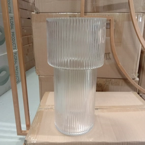 Striped Glass 5.9x12h Cylinder Vase ripple,aesthetic flower vase