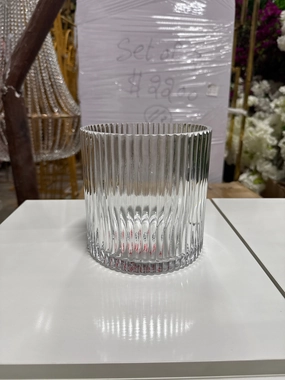 Striped Glass 6x6h Cylinder Vase Clear XDCH,aesthetic flower vase