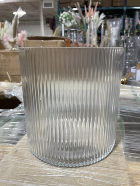 Striped Glass 7" Cylinder Vase ripple,aesthetic flower vase