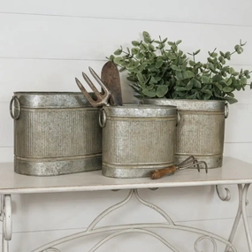 Striped Troughs Set,classic ceramic flowerpot