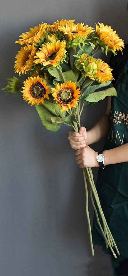 Sunflower Real Touch Petal Artificial Silk Flower Stem SUNFLOWER006-007