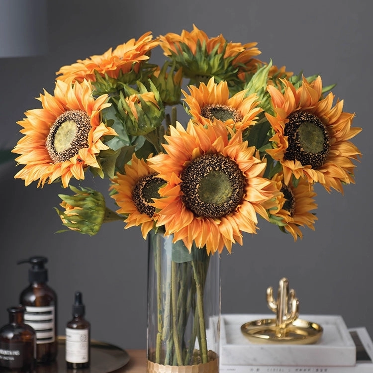 Sunflower Real Touch Petal Artificial Silk Flower Stem SUNFLOWER006-007