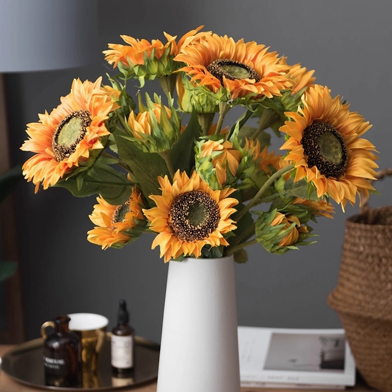Sunflower Real Touch Petal Artificial Silk Flower Stem SUNFLOWER006-007