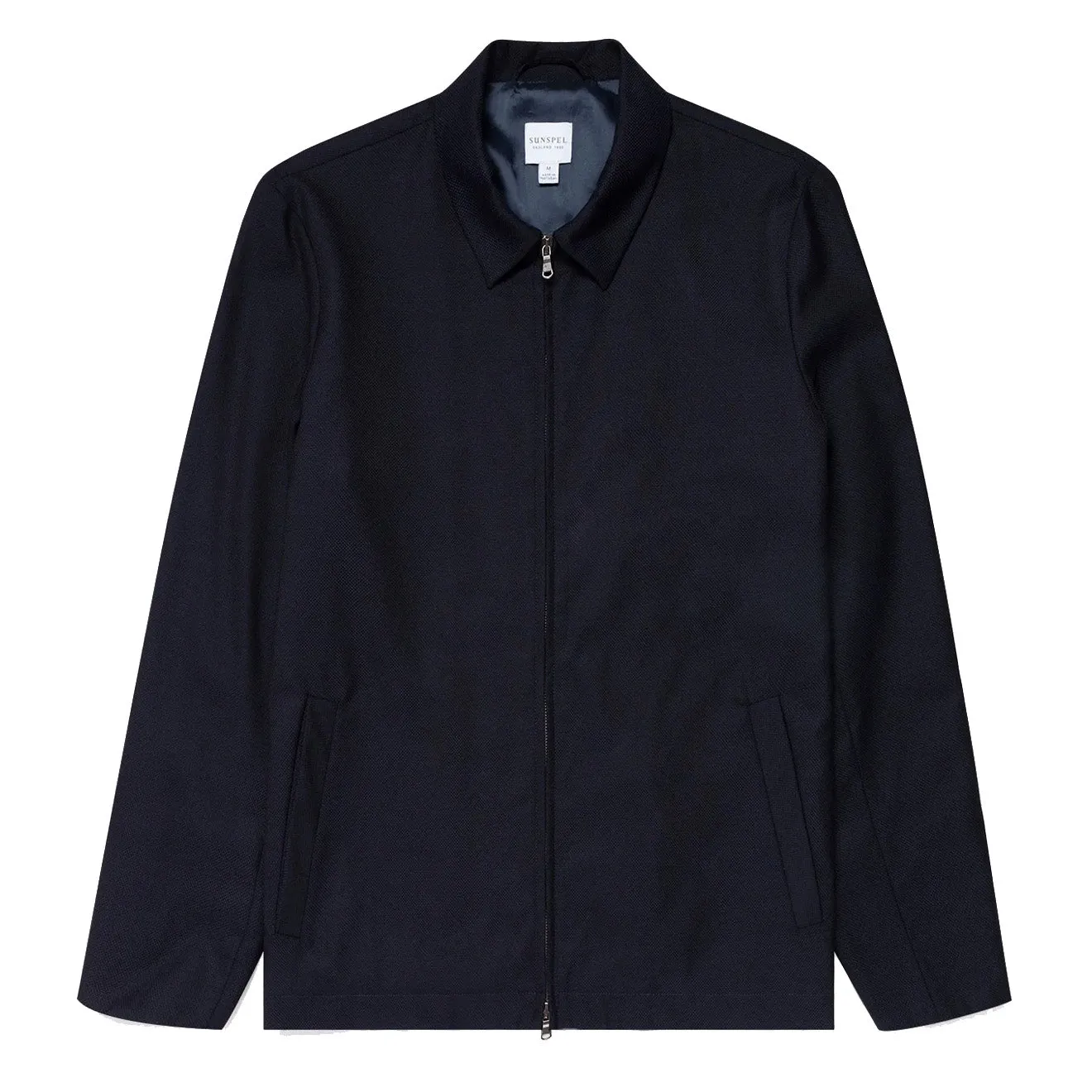 Sunspel Travel Woll-Harrington-Jacke Marineblau