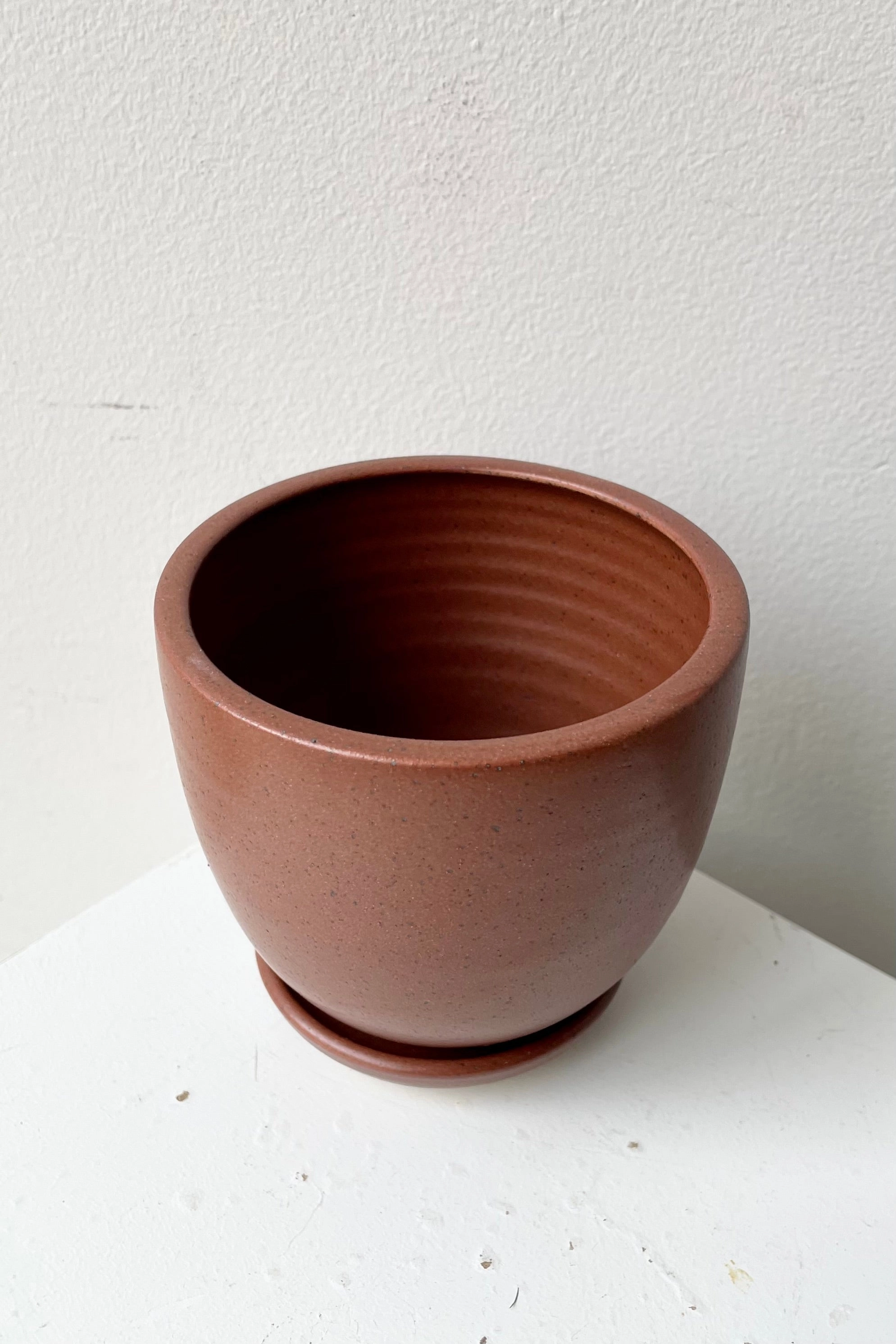 Tabletop Planter & Saucer Chocolate Speckle Small