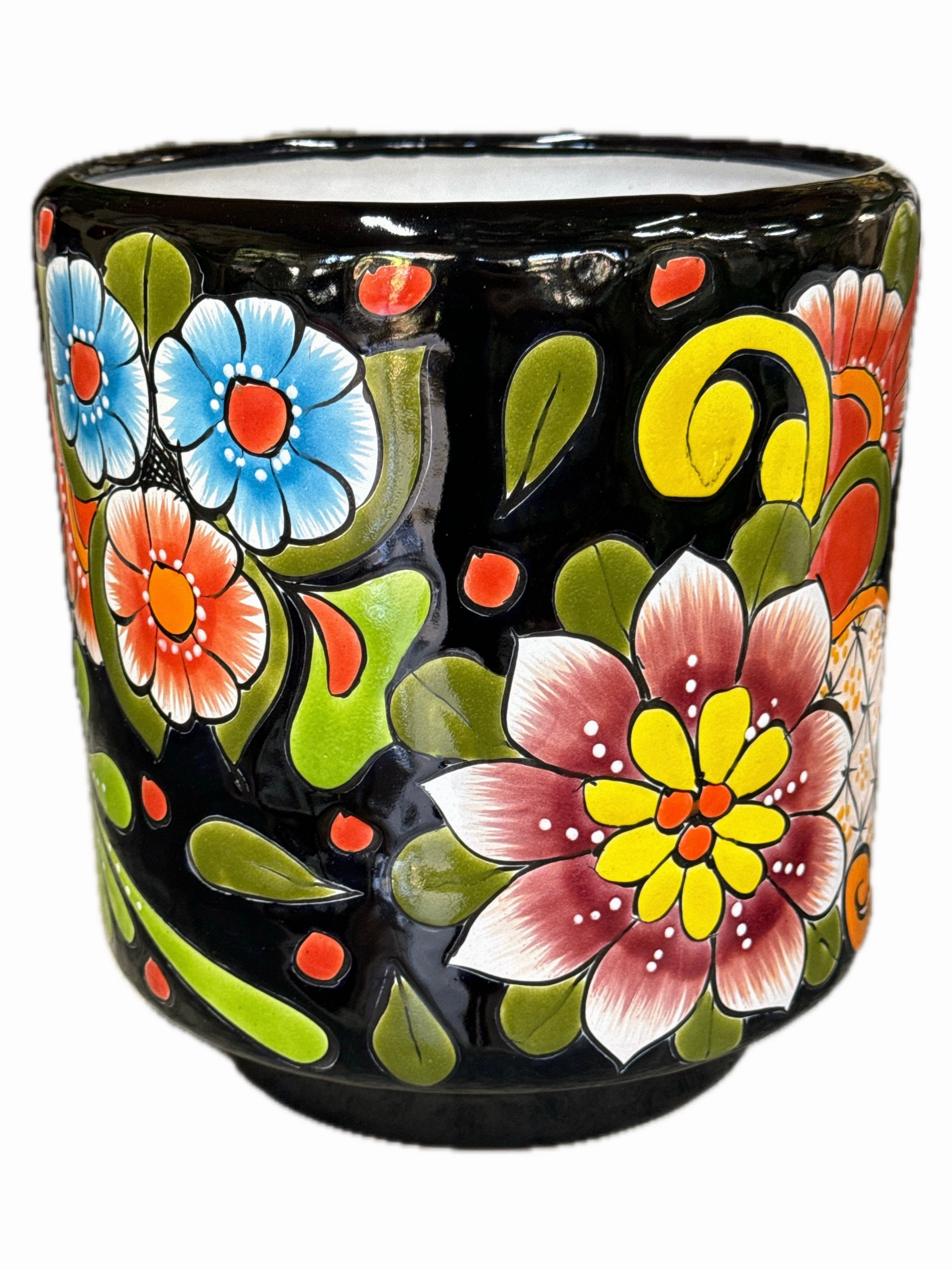 Talavera Cylinder Planter - Blue,terracotta plant pot