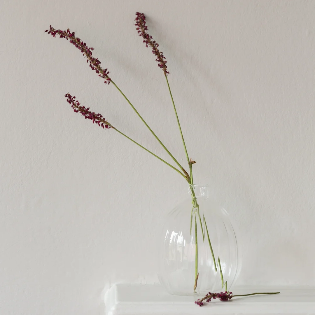 Tall Clear Ribbed Glass Vase,hand-painted ceramic vase
