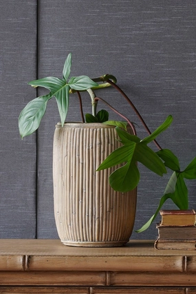 Tall Faux Rattan Planter Large,indoor flower container