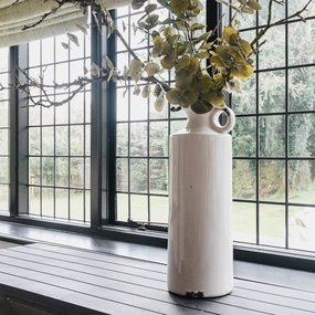 Tall Narrow White Stoneware Jug 50cm,hand-painted ceramic vase