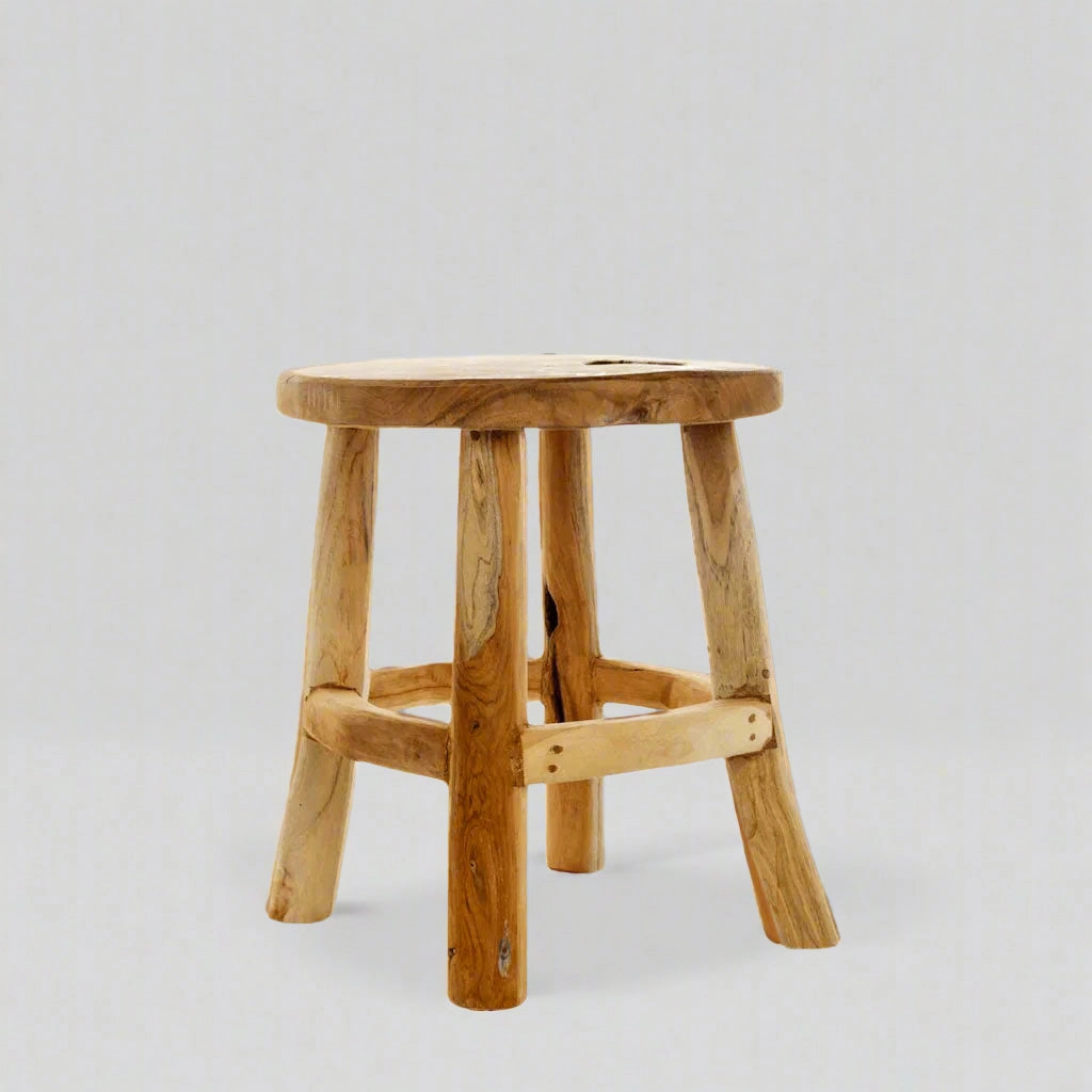 Teak Reclaimed Wood Stool, 17",garden field mower