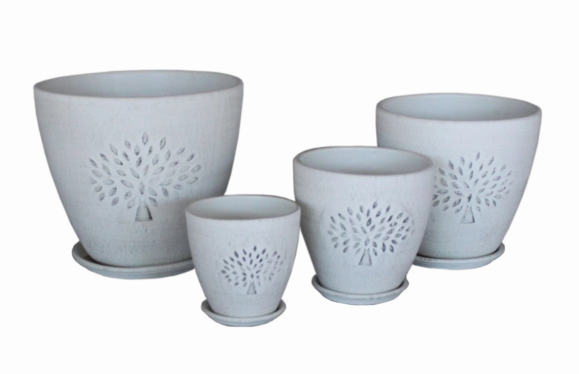 Terracotta 3738 - 331 Matted White,unique decorative planter