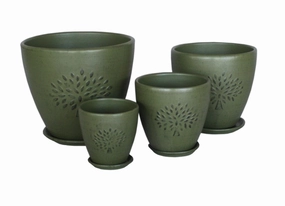 Terracotta 3738 - 357  Matted Olive Green,unique decorative planter