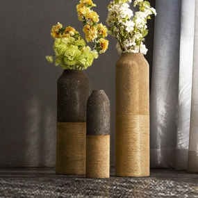 Tesha Jute Vase- Iron,hand-painted ceramic vase