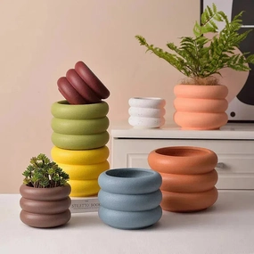 Textured Colorful Rounds Bubble Planter Pot,planting accessories kit
