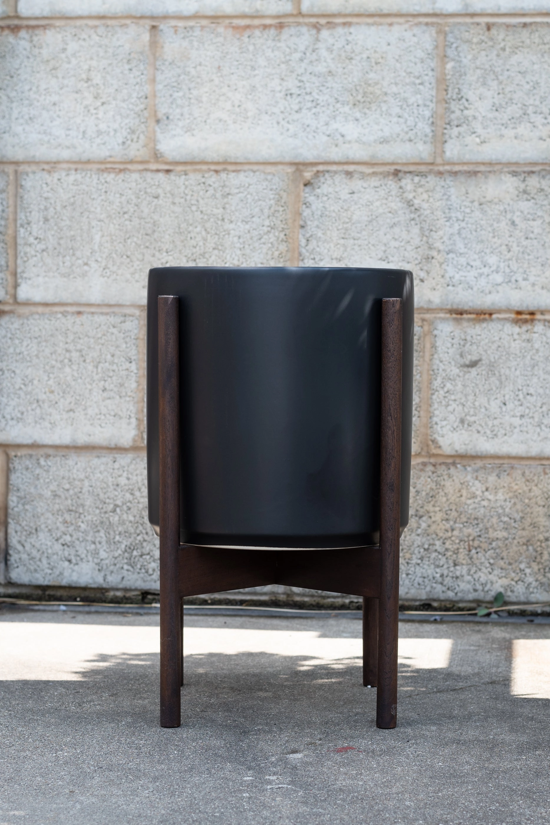 The 10" Black Cylinder w/ Dark Teak Stand
