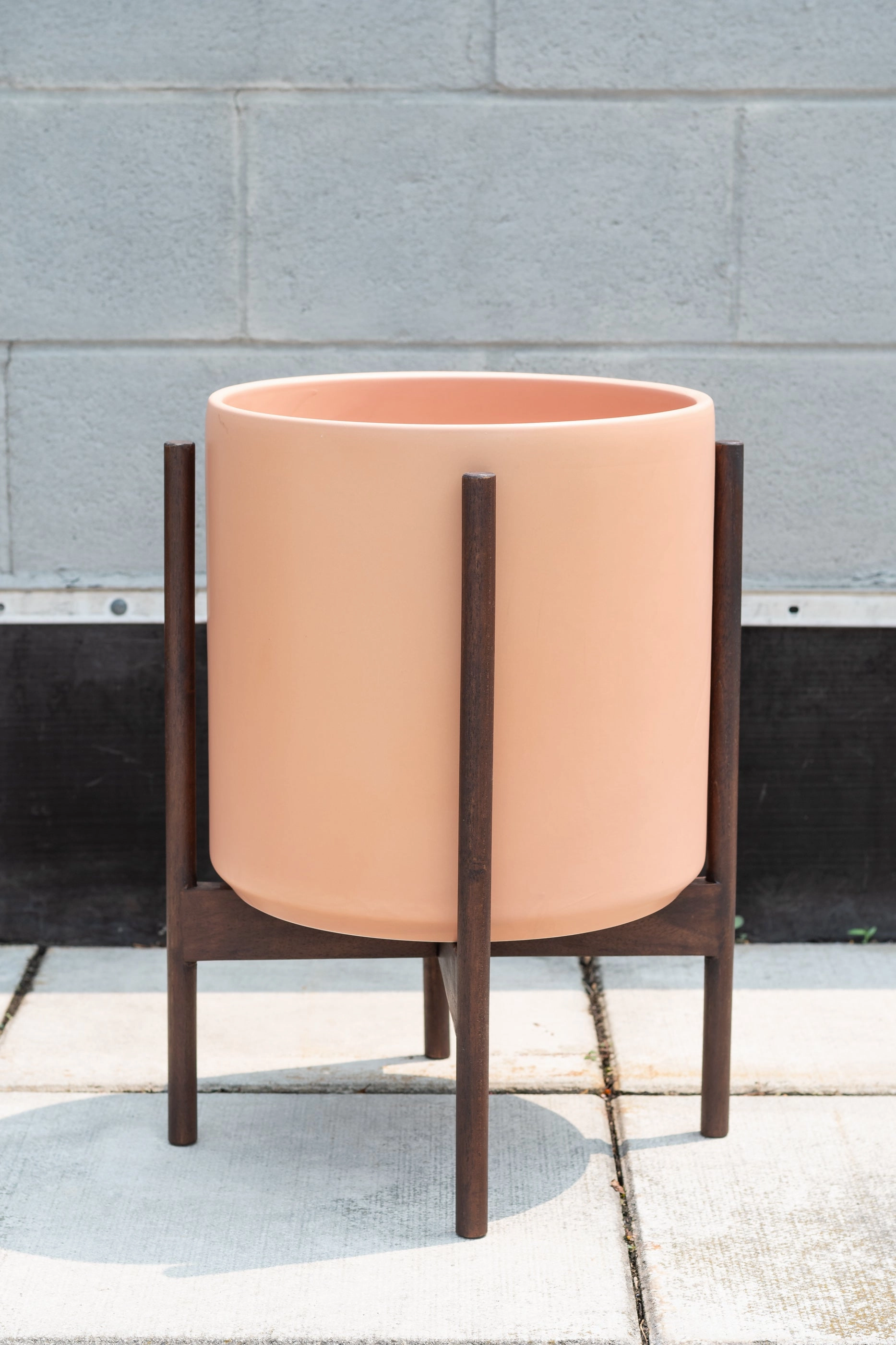 The 12" Peach Cylinder & Dark Teak Stand