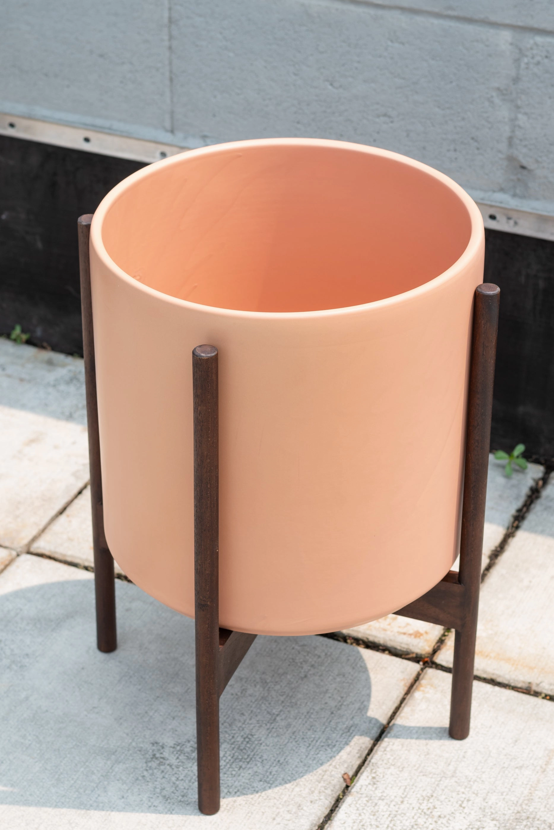 The 12" Peach Cylinder & Dark Teak Stand