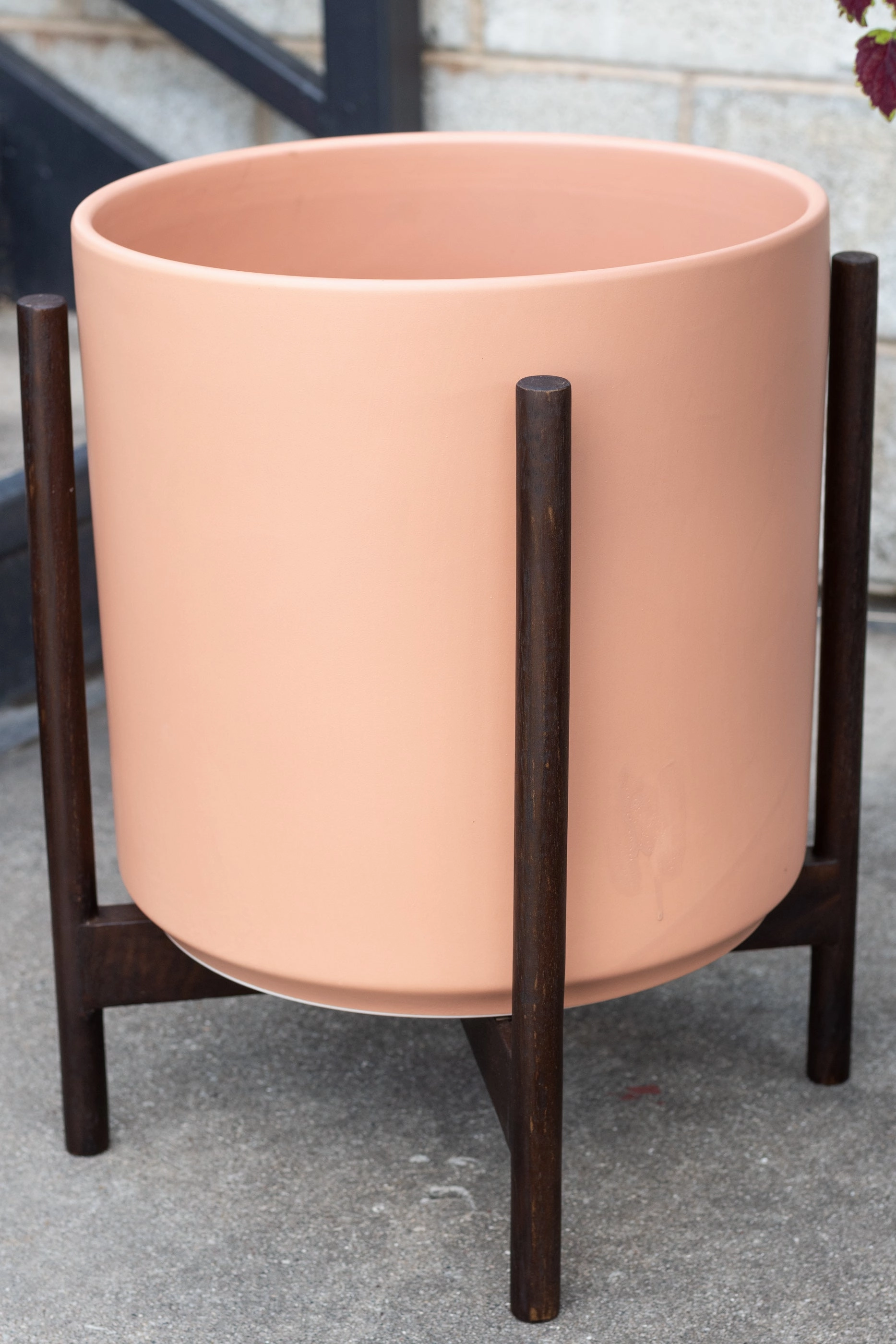 The 14" Peach Cylinder w/ Dark Teak Stand