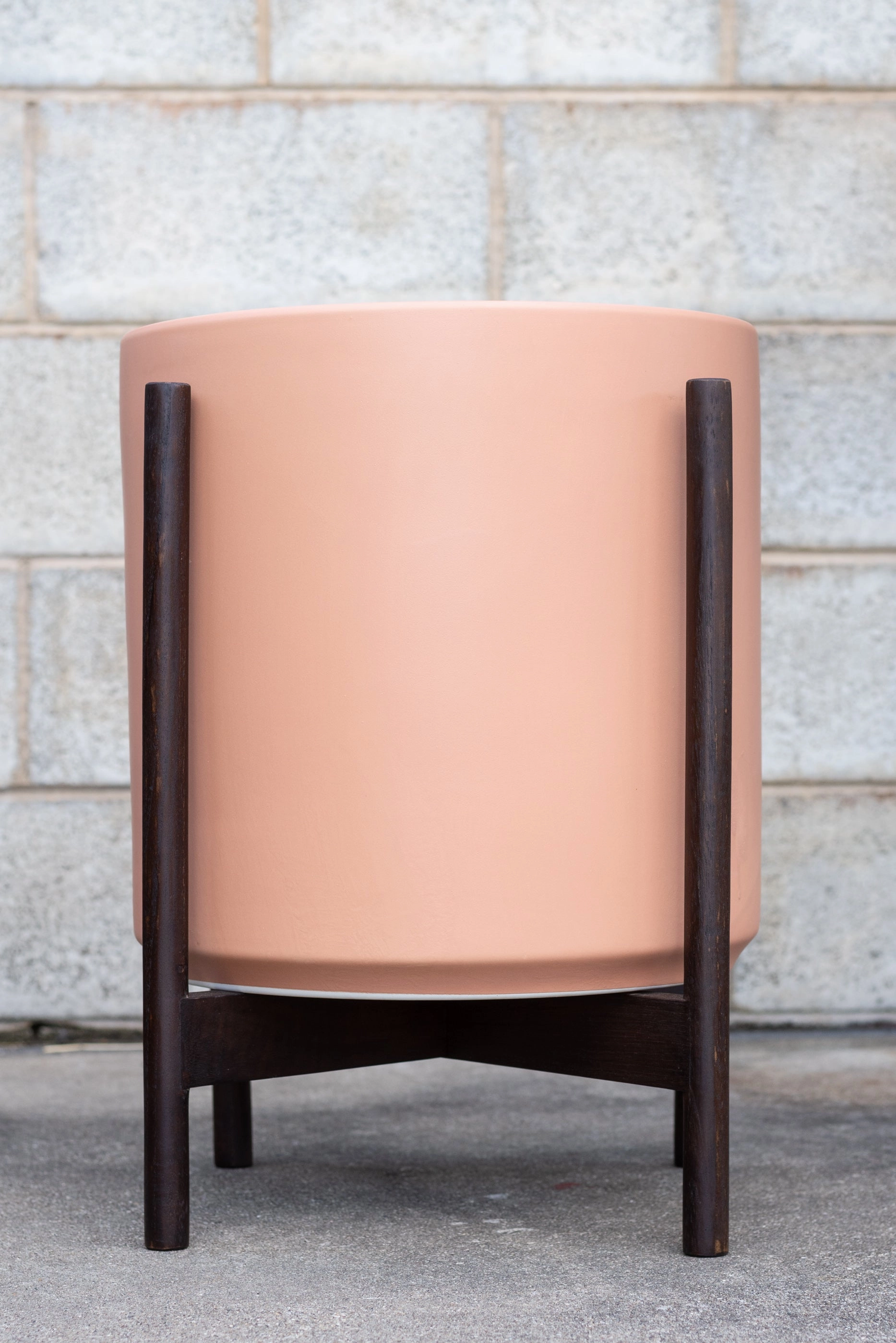 The 14" Peach Cylinder w/ Dark Teak Stand