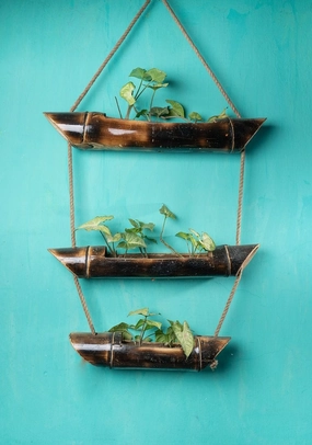 Three Layered Hanging Bamboo Planter (Eco),hanging suspension frame