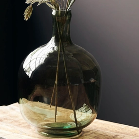 Tinka Dark Green Bottle Vase 23cm,hand-painted ceramic vase