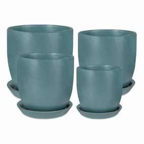 Tulip Pot with saucer - Island Teal,terracotta plant pot