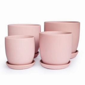 Tulip Pot with saucer - Matte Blush,terracotta plant pot