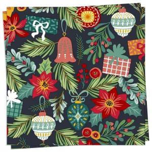Twilight Collection - Flourish Xmas Tree - Luncheon Napkin,faux bloom stem 