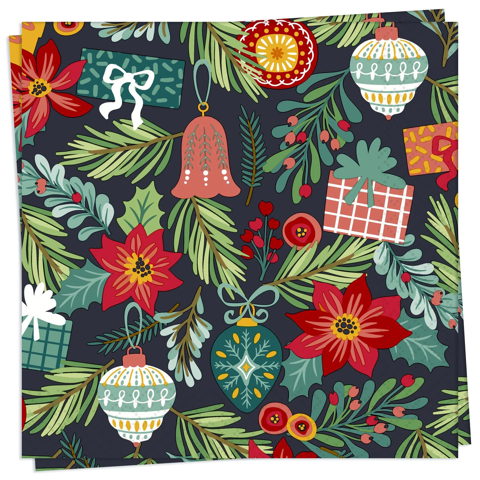 Twilight Collection - Flourish Xmas Tree - Luncheon Napkin,faux bloom stem 