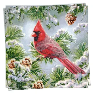 Twilight Collection - Red Cardinal - Luncheon Napkin,faux bloom stem 