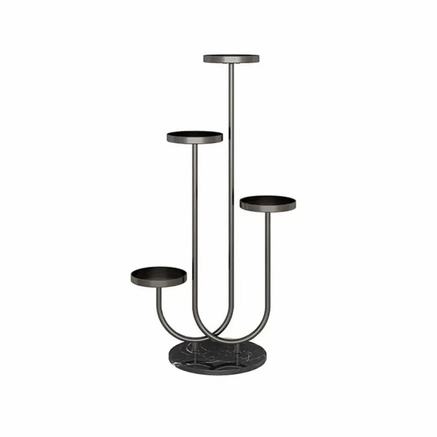 U-Shaped Black Metal Plant Stand for 4 Planters,plant shelf accessories