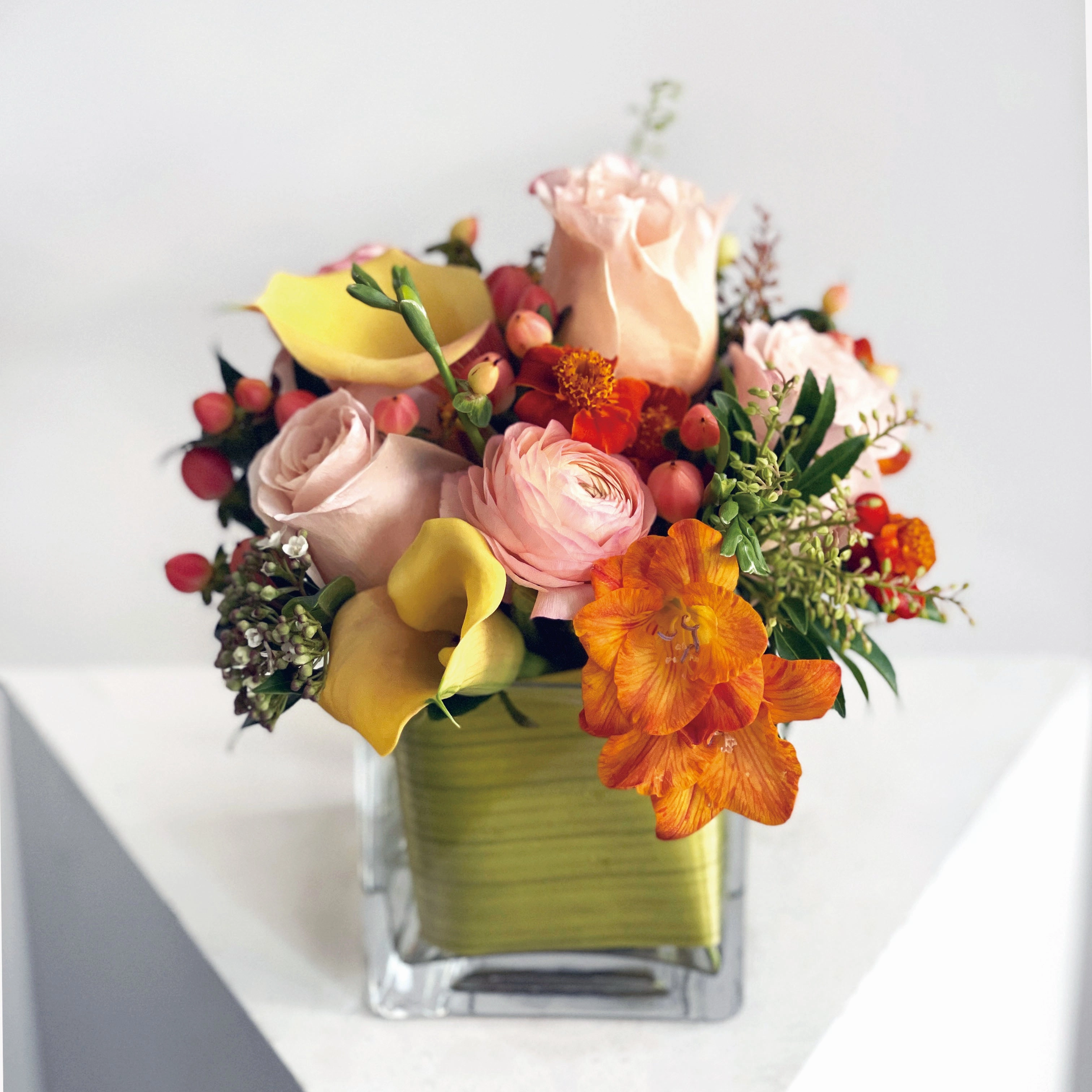 VA-1 Cute Cube (Made in 4" Vase),romantic flower gift
