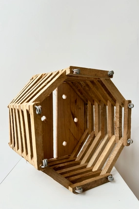 Vanda 8" Octagonal Wood Basket,indoor flower container